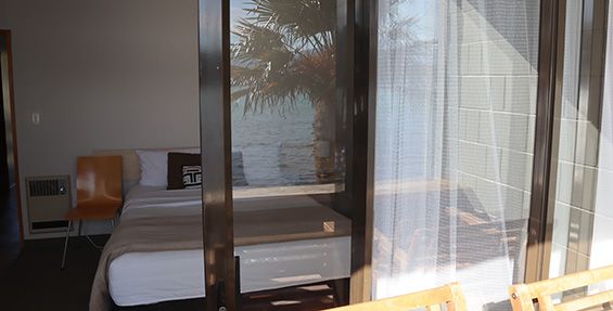 waterfront studio looking into the room